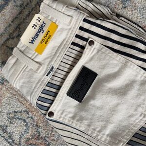 Wrangler Cream and Navy Vertical Stripe Flare Jeans